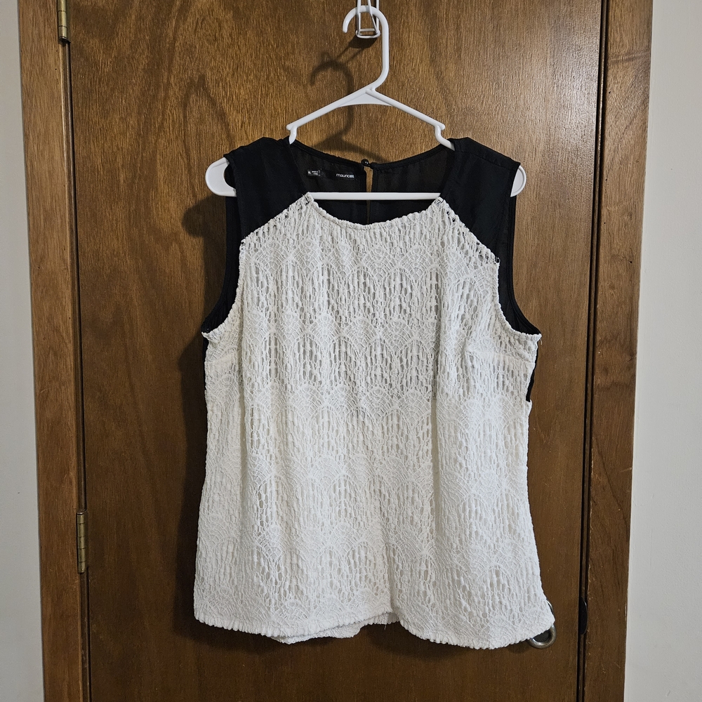 Maurices Black and White Lace Blouse